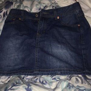 Dark wash denim skirt